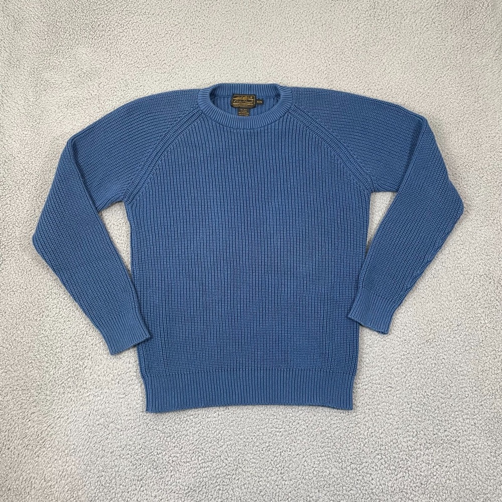 VTG Eddie Bauer Sweater Men XL Blue Knit 90s Grandpa Cottage Crewneck
